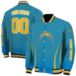 customized los angeles chargers chevron arrow blue varsity jacket best selling