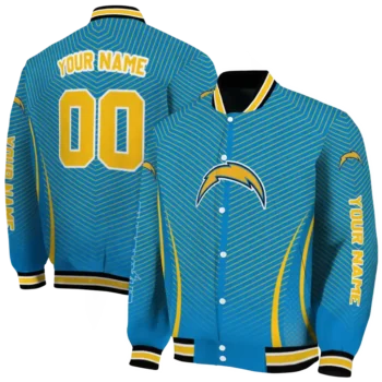 customized los angeles chargers chevron arrow blue varsity jacket fashion forward