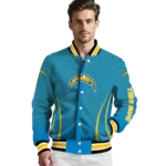 customized los angeles chargers chevron arrow blue varsity jacket best selling