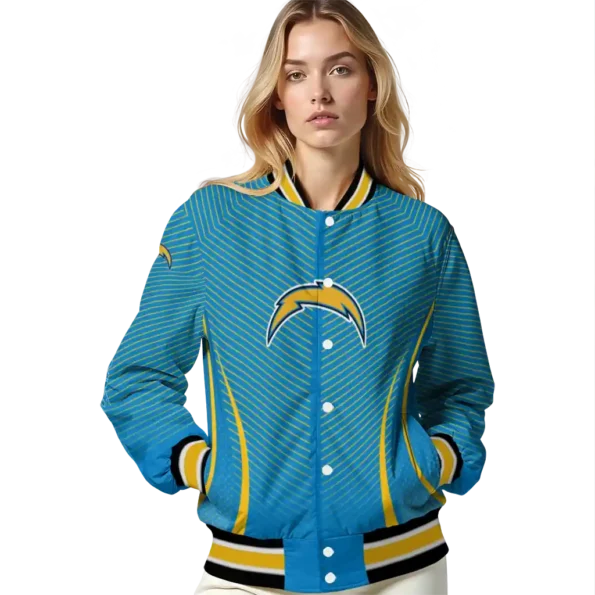 customized los angeles chargers chevron arrow blue varsity jacket latest model