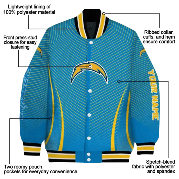 customized los angeles chargers chevron arrow blue varsity jacket new arrival