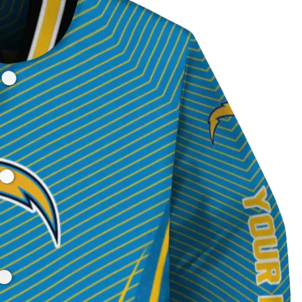 customized los angeles chargers chevron arrow blue varsity jacket premium grade