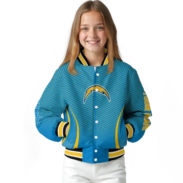 customized los angeles chargers chevron arrow blue varsity jacket top rated
