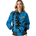 customized los angeles chargers hexagon cluster blue black varsity jacket best selling