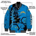 customized los angeles chargers hexagon cluster blue black varsity jacket best selling