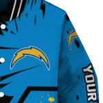 customized los angeles chargers hexagon cluster blue black varsity jacket best selling