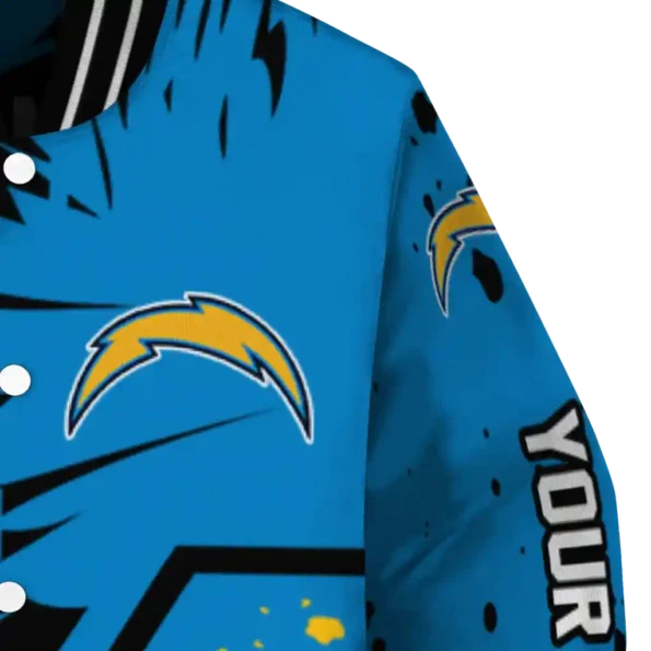 customized los angeles chargers hexagon cluster blue black varsity jacket premium grade