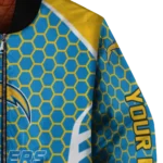 customized los angeles chargers hexagon grid blue bomber jacket best selling