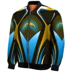 customized los angeles chargers mesh chest gold crocs black bomber jacket best selling
