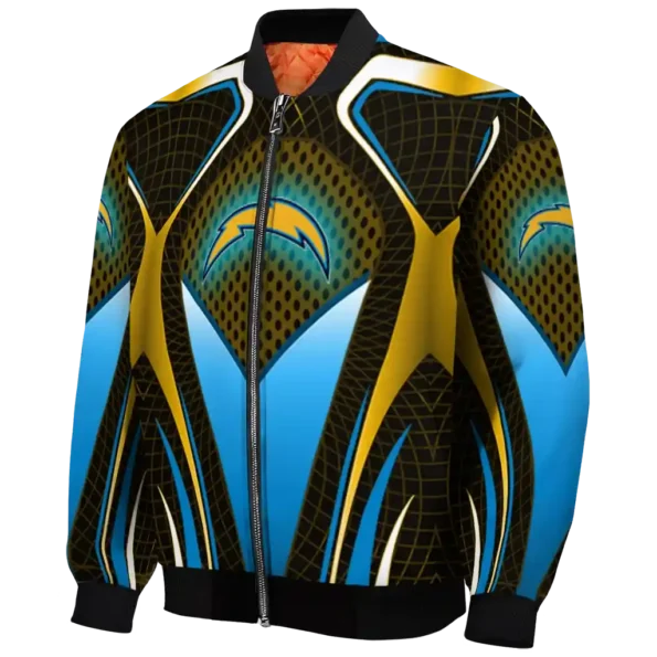 customized los angeles chargers mesh chest gold crocs black bomber jacket best selling