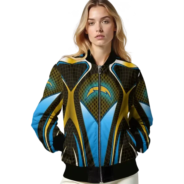 customized los angeles chargers mesh chest gold crocs black bomber jacket latest model