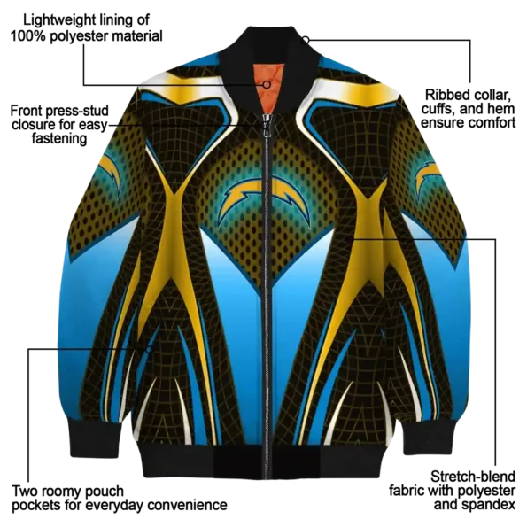 customized los angeles chargers mesh chest gold crocs black bomber jacket new arrival