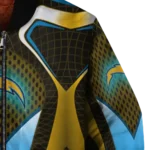 customized los angeles chargers mesh chest gold crocs black bomber jacket best selling