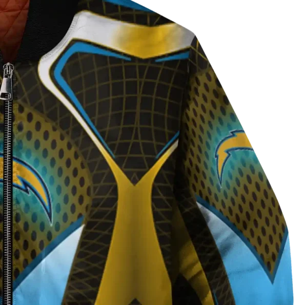 customized los angeles chargers mesh chest gold crocs black bomber jacket premium grade