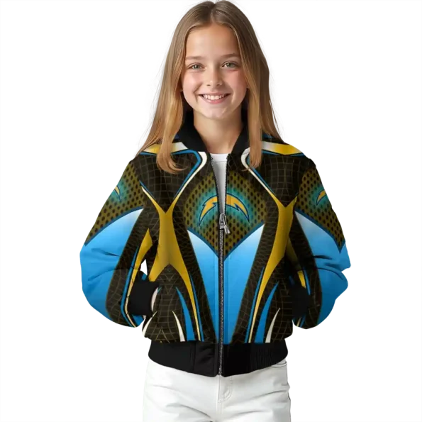 customized los angeles chargers mesh chest gold crocs black bomber jacket top rated