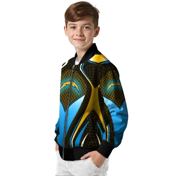 customized los angeles chargers mesh chest gold crocs black bomber jacket trendy