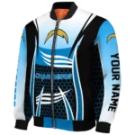 customized los angeles chargers mesh effect blue black bomber jacket best selling