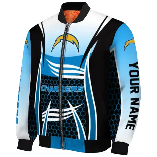 customized los angeles chargers mesh effect blue black bomber jacket best selling
