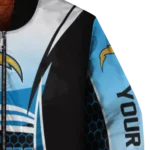 customized los angeles chargers mesh effect blue black bomber jacket best selling