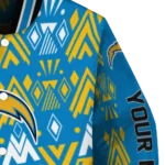 customized los angeles chargers pyramid shapes blue varsity jacket best selling