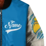 customized los angeles chargers razorback outline blue nude bomber jacket best selling