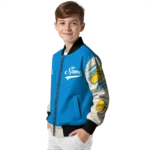 customized los angeles chargers razorback outline blue nude bomber jacket best selling