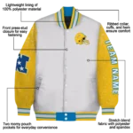 customized los angeles chargers speckled arms blue gray varsity jacket best selling