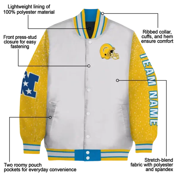 customized los angeles chargers speckled arms blue gray varsity jacket new arrival