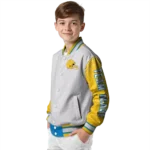 customized los angeles chargers speckled arms blue gray varsity jacket best selling