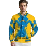 customized los angeles chargers spider mark blue gold crocs varsity jacket best selling