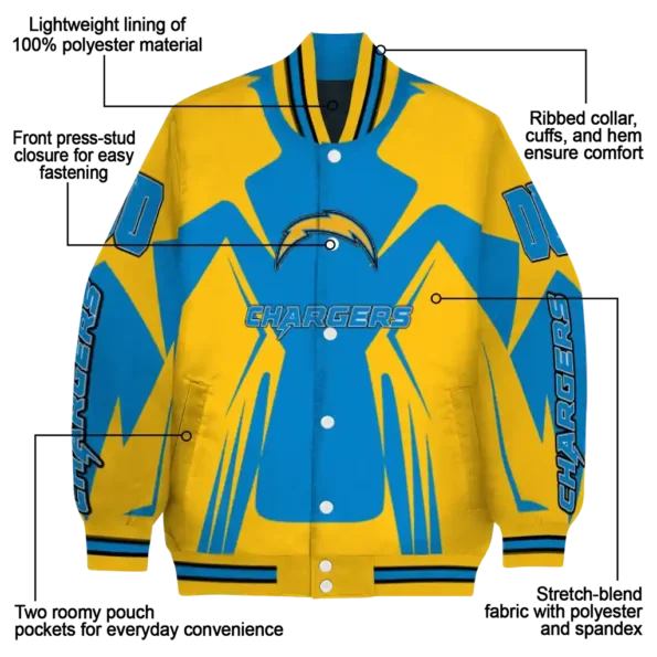 customized los angeles chargers spider mark blue gold crocs varsity jacket new arrival