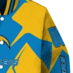 customized los angeles chargers spider mark blue gold crocs varsity jacket best selling