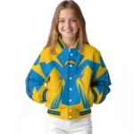 customized los angeles chargers spider mark blue gold crocs varsity jacket best selling