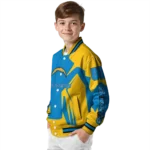 customized los angeles chargers spider mark blue gold crocs varsity jacket best selling
