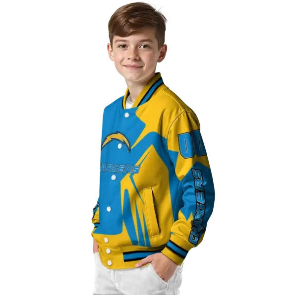 customized los angeles chargers spider mark blue gold crocs varsity jacket trendy