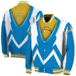 customized los angeles chargers v stripes blue white varsity jacket best selling