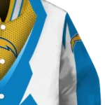 customized los angeles chargers v stripes blue white varsity jacket best selling