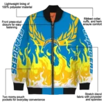 customized los angeles chargers winged blaze blue white bomber jacket best selling
