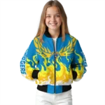 customized los angeles chargers winged blaze blue white bomber jacket best selling