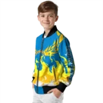 customized los angeles chargers winged blaze blue white bomber jacket best selling