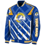 customized los angeles rams chevron angles blue varsity jacket best selling
