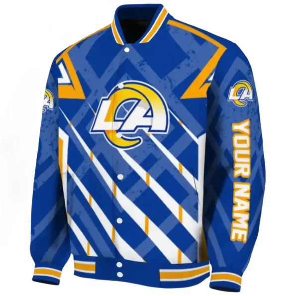 customized los angeles rams chevron angles blue varsity jacket best selling