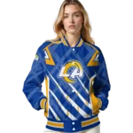 customized los angeles rams chevron angles blue varsity jacket best selling