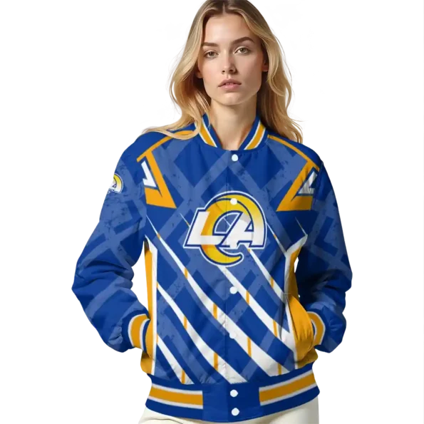 customized los angeles rams chevron angles blue varsity jacket latest model
