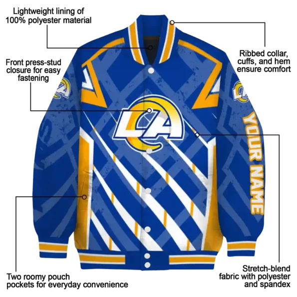 customized los angeles rams chevron angles blue varsity jacket new arrival