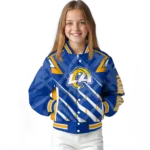 customized los angeles rams chevron angles blue varsity jacket best selling