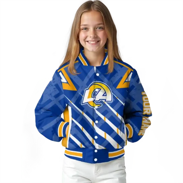 customized los angeles rams chevron angles blue varsity jacket top rated