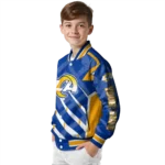 customized los angeles rams chevron angles blue varsity jacket best selling