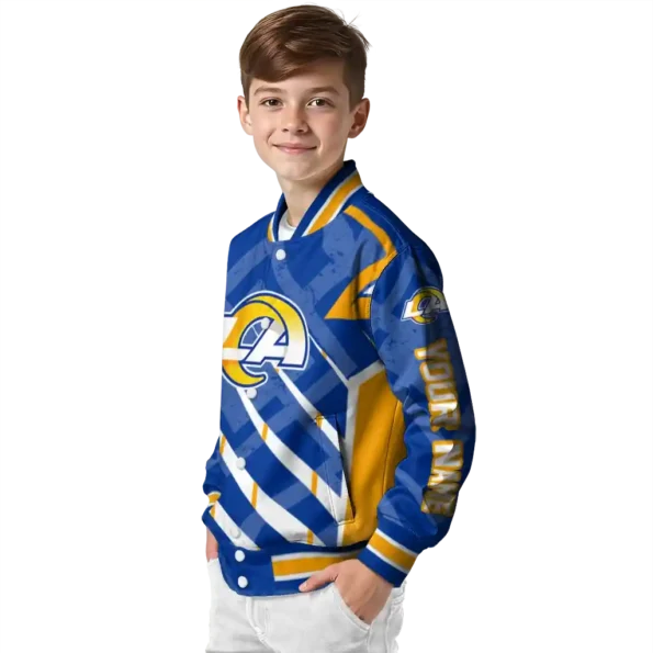 customized los angeles rams chevron angles blue varsity jacket trendy