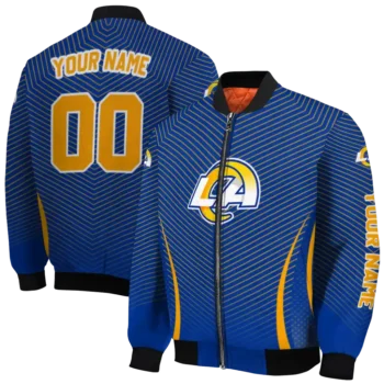 customized los angeles rams chevron arrow blue bomber jacket fashion forward